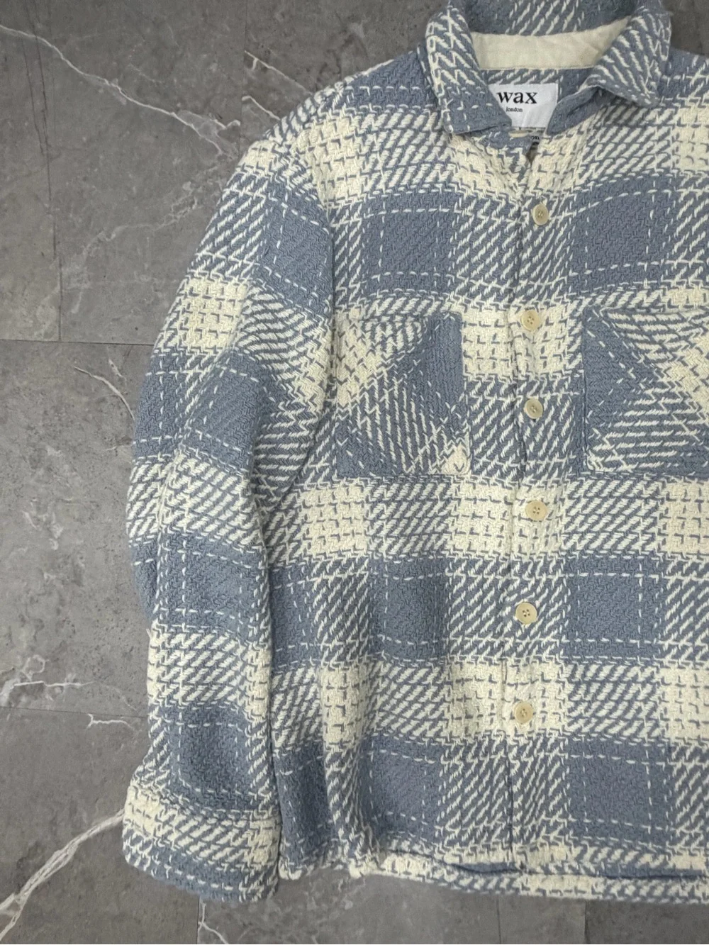 Wax London - Whiting Overshirt - Light Blue And White Plaid - Size M